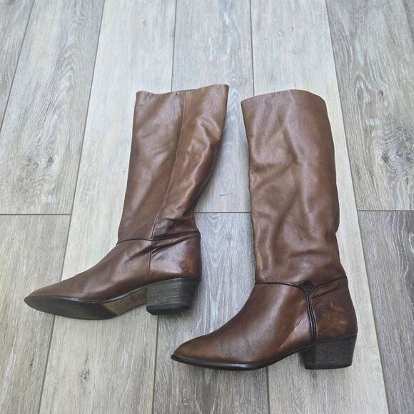Peter Kaiser brown leather calf height boots women's 6.5 elastomere west Germany - Picture 11 of 13